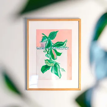Geïllustreerde hangplant print A4